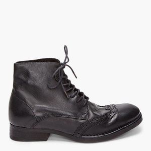 Diesel Black Gold Wingtip Black Leather Ankle Boots